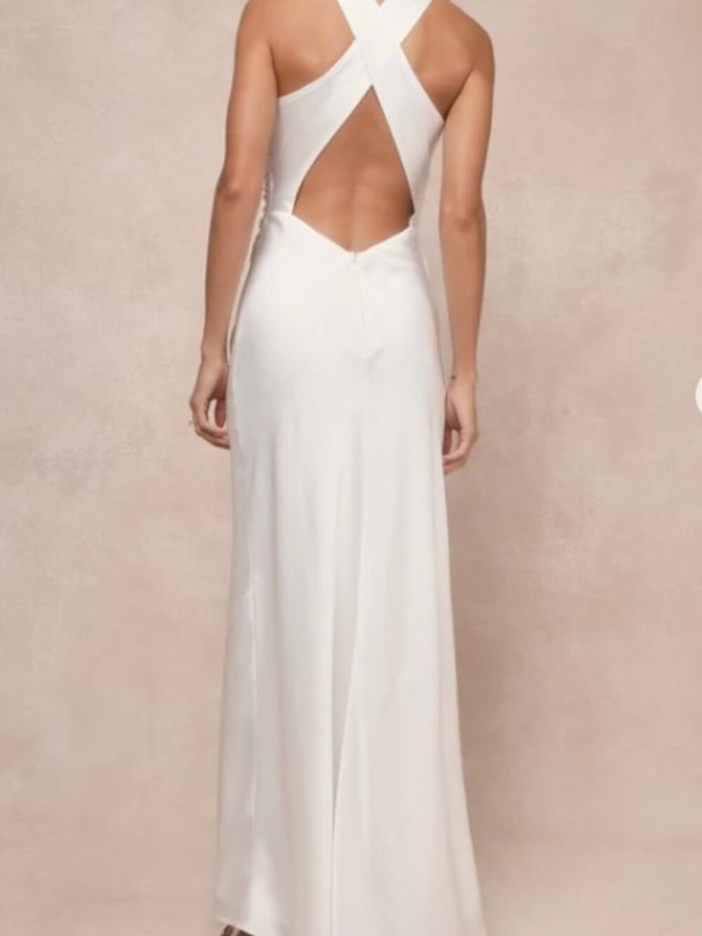 Lulus Effortlessly Sensational White Satin Backless Maxi Dress - Size S - Picture 2 of 2
